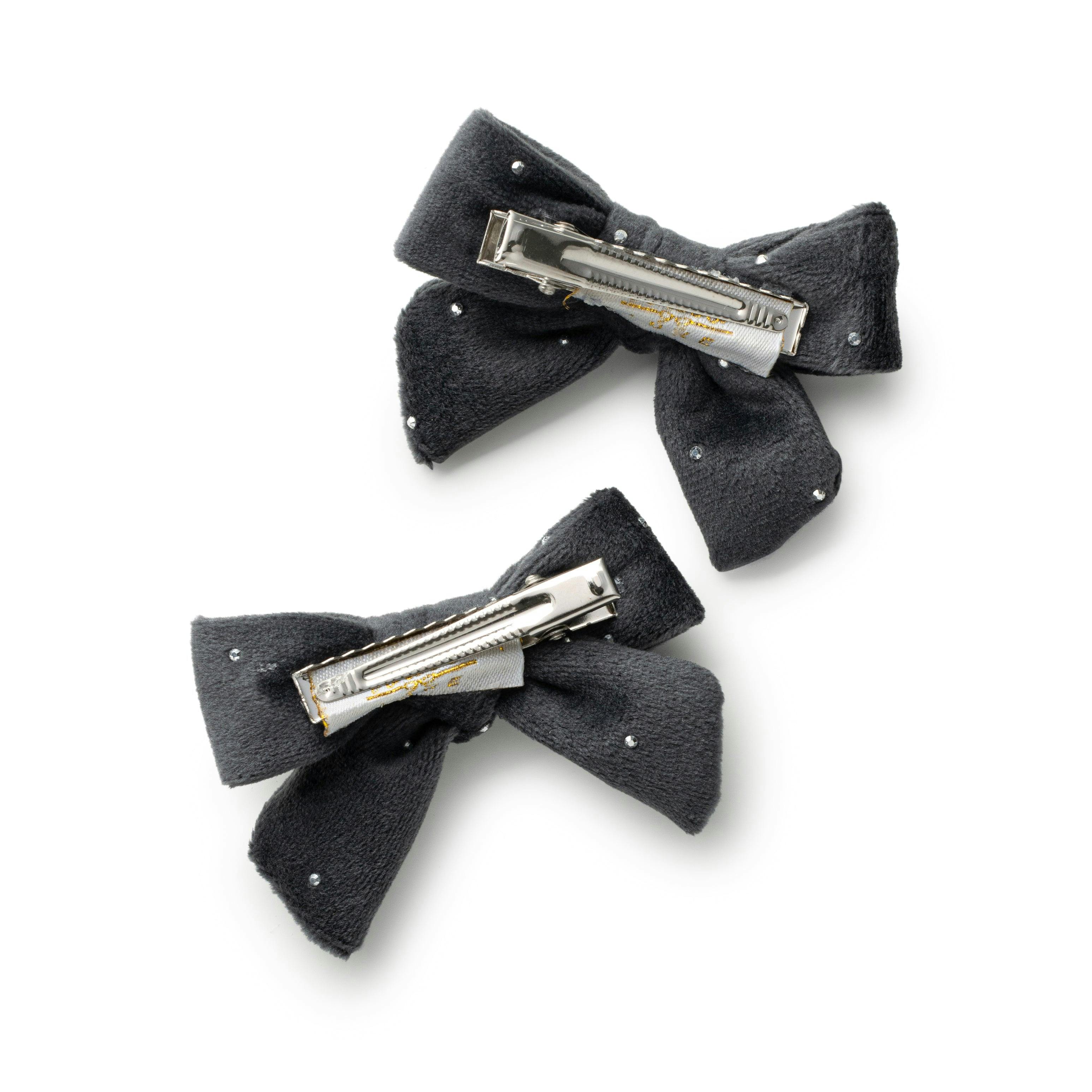 Halo Luxe Vivienne Studded Velvet Double Clip Set - Gray