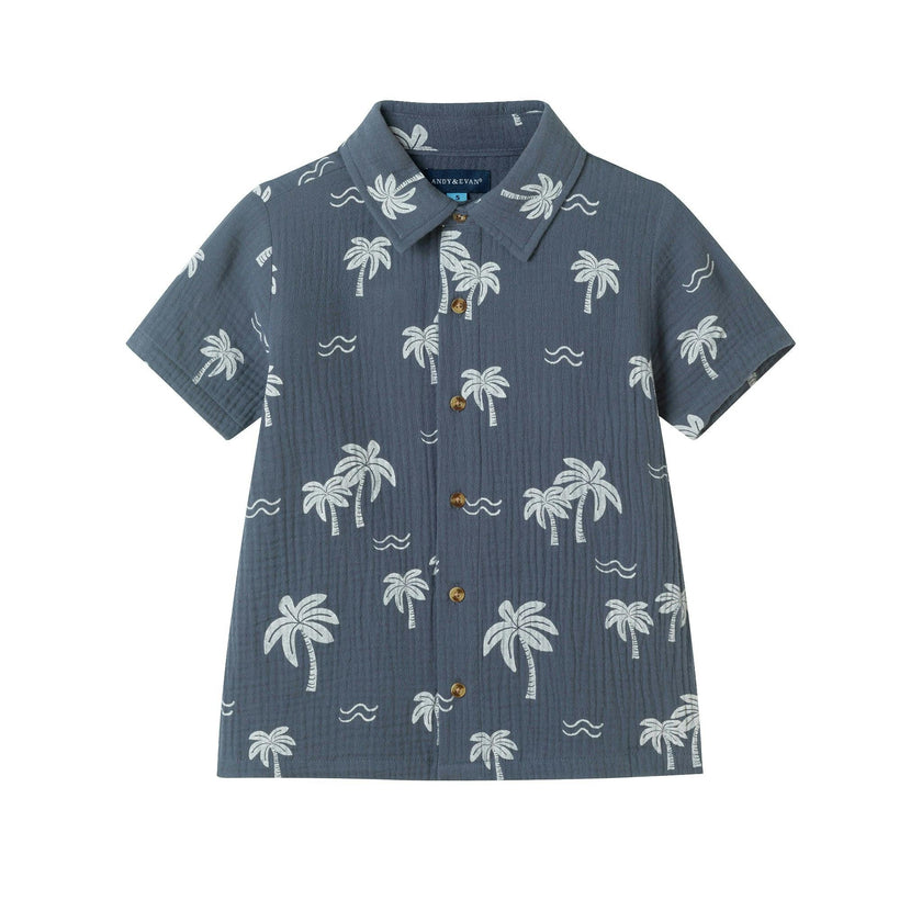 Boys Cabana Buttondown Shirt | Grey Palm