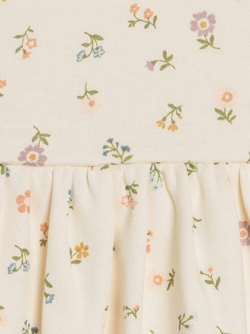 Rhoda Puff Sleeve Bodysuit Dress - Petaline Floral / Fog + Fern