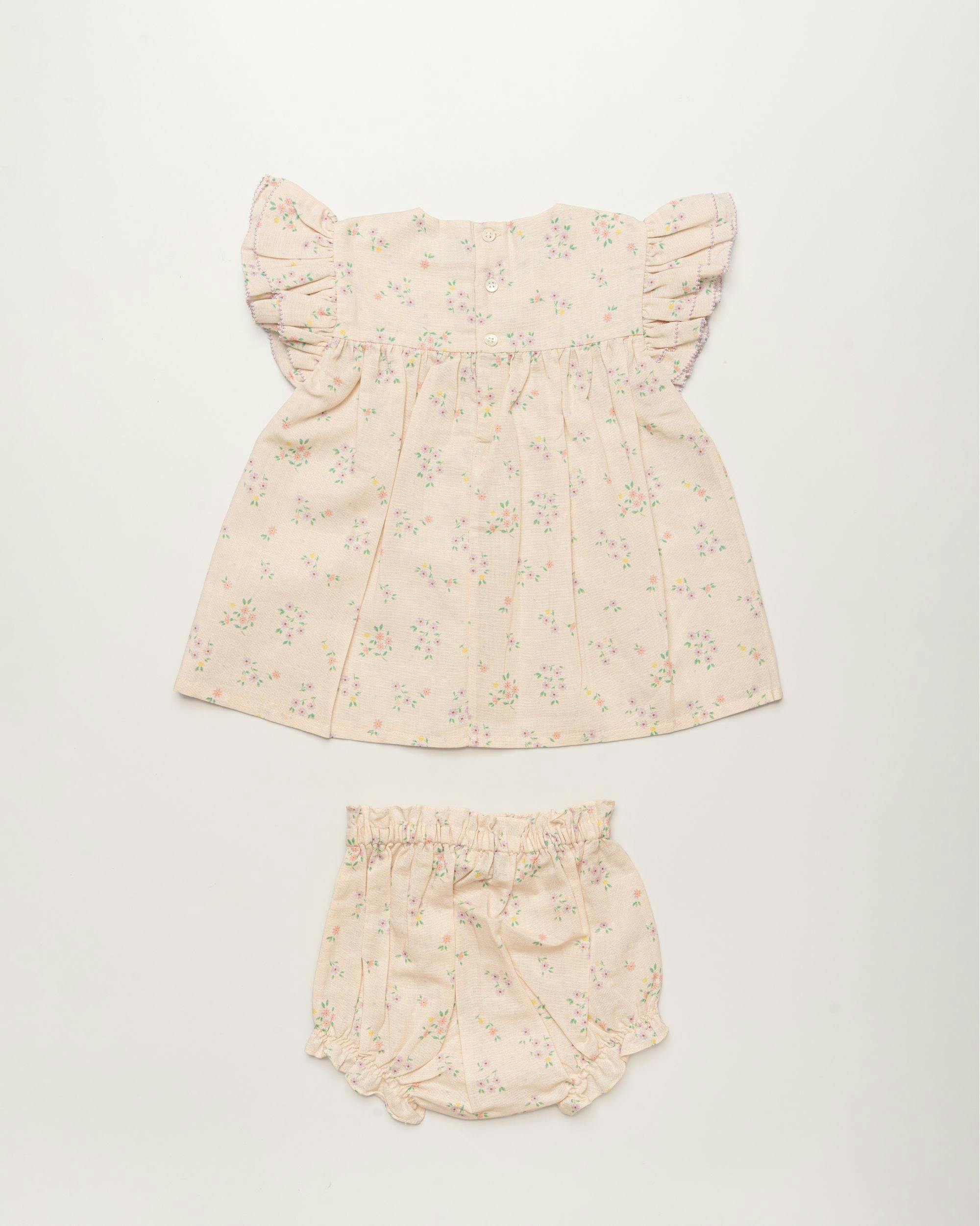 Sienna Baby Dress & Bloomer Set - Painted Bouquet print