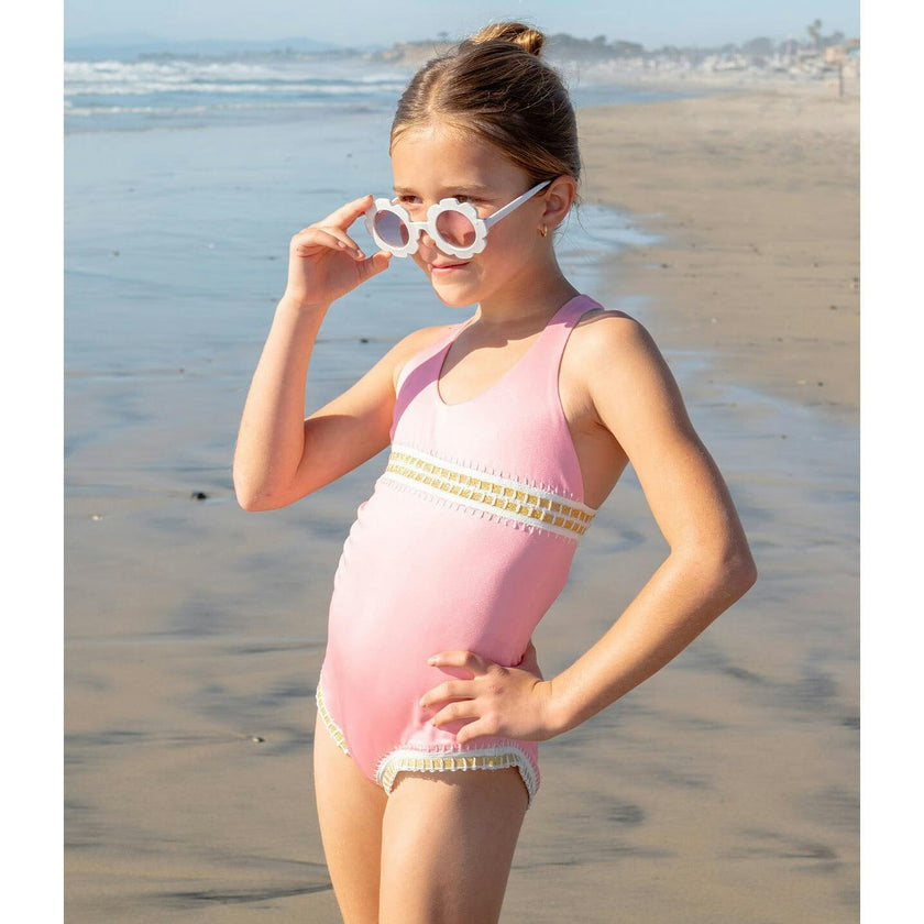 Pink Sands Mabel Rainbow Embroidered One Piece, Pink