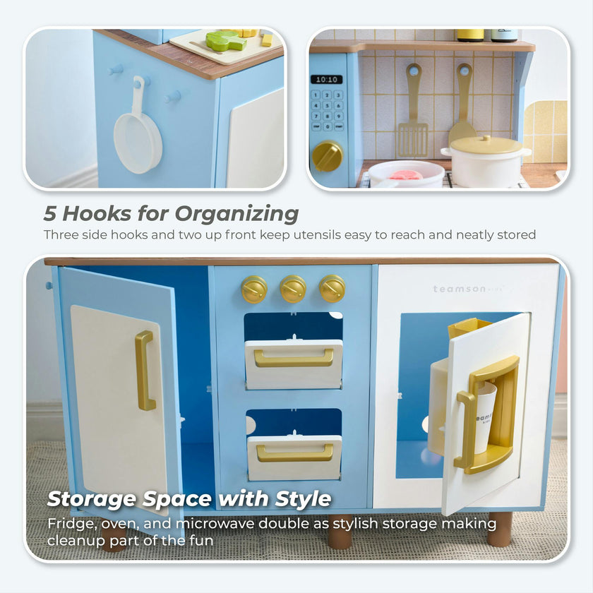Teamson Kids Little Chef Hampton Wooden Play Kitchen With 17 Accessories