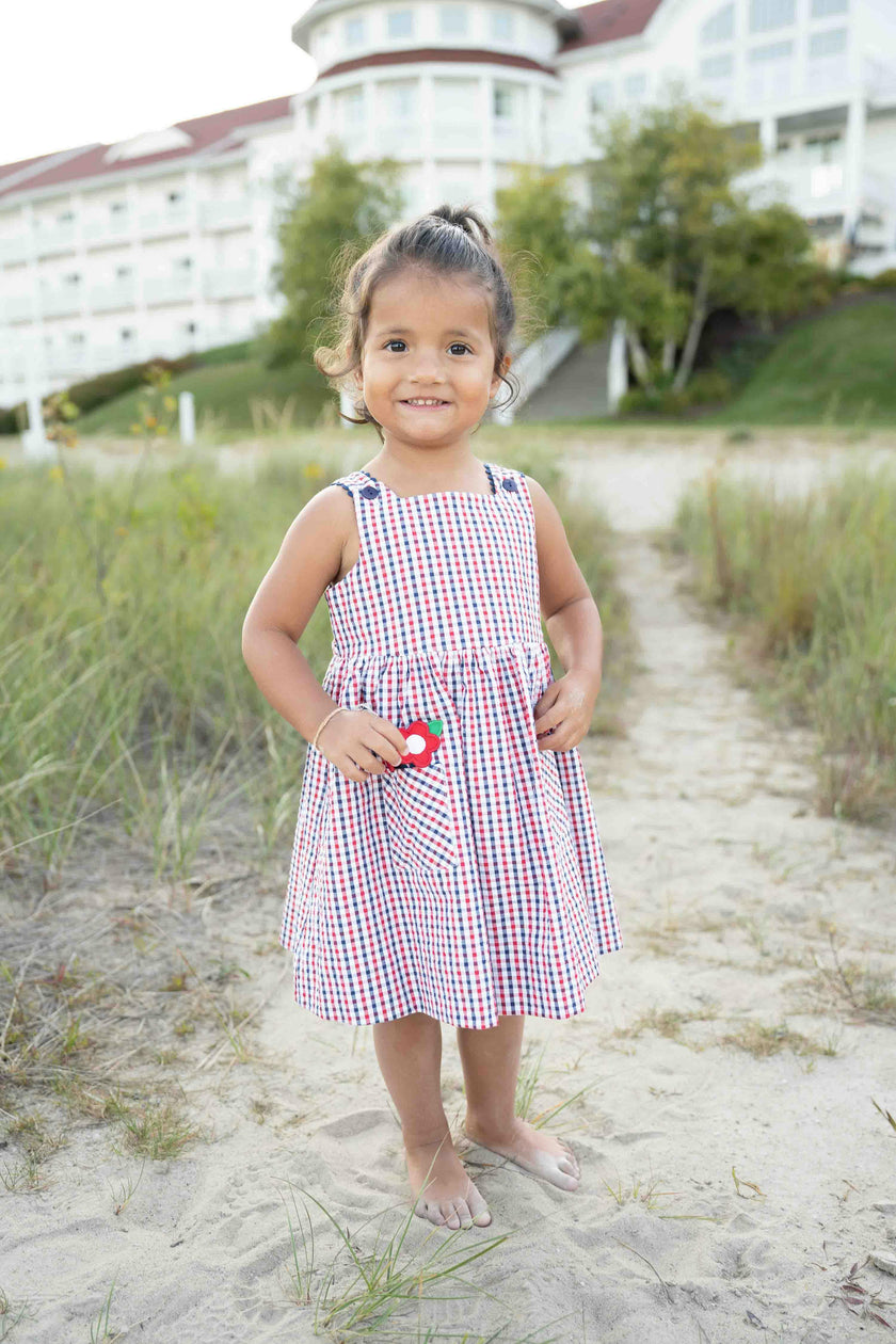 Plaid Seersucker Dress With Flowers