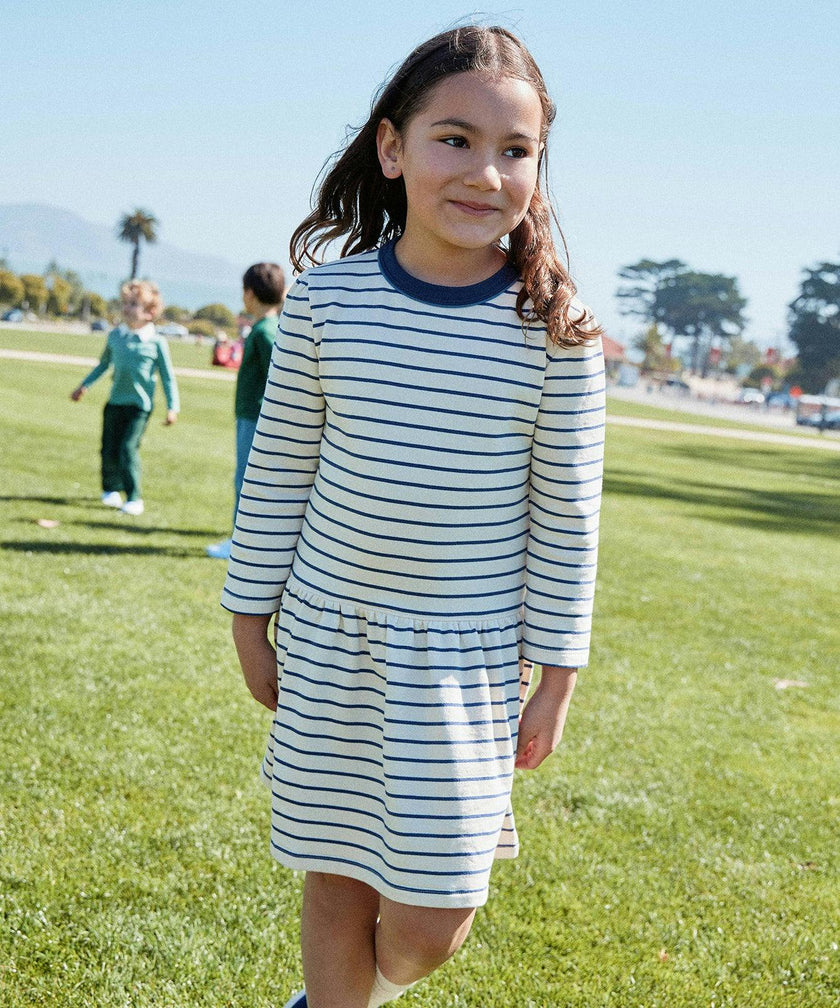 Isla Sweatshirt Dress, Navy French Stripe