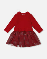 Bi-Material Dress with Glittering Skirt