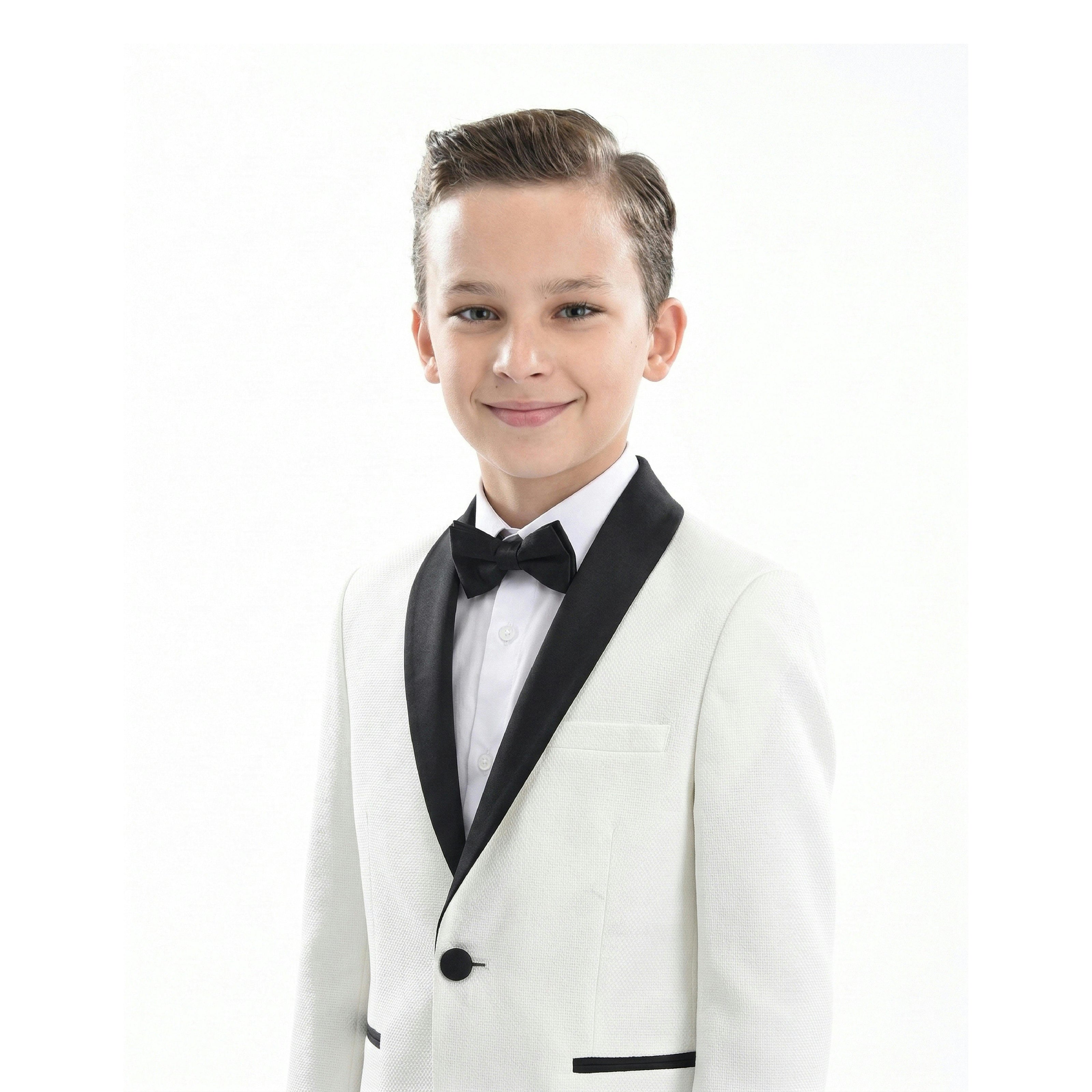 White Suit with Black Shawl Lapel