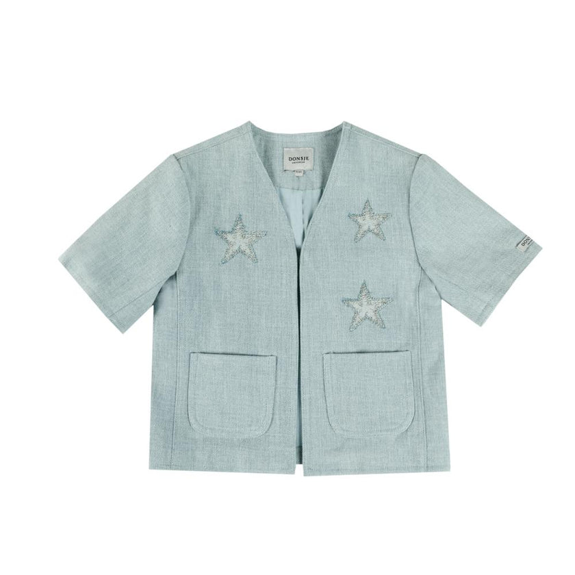 Chell√®e Denim Jacket | Stars | Ice Blue