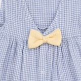 Micro Gingham Blue Blizzard - Dress with Bow and Bloomer
