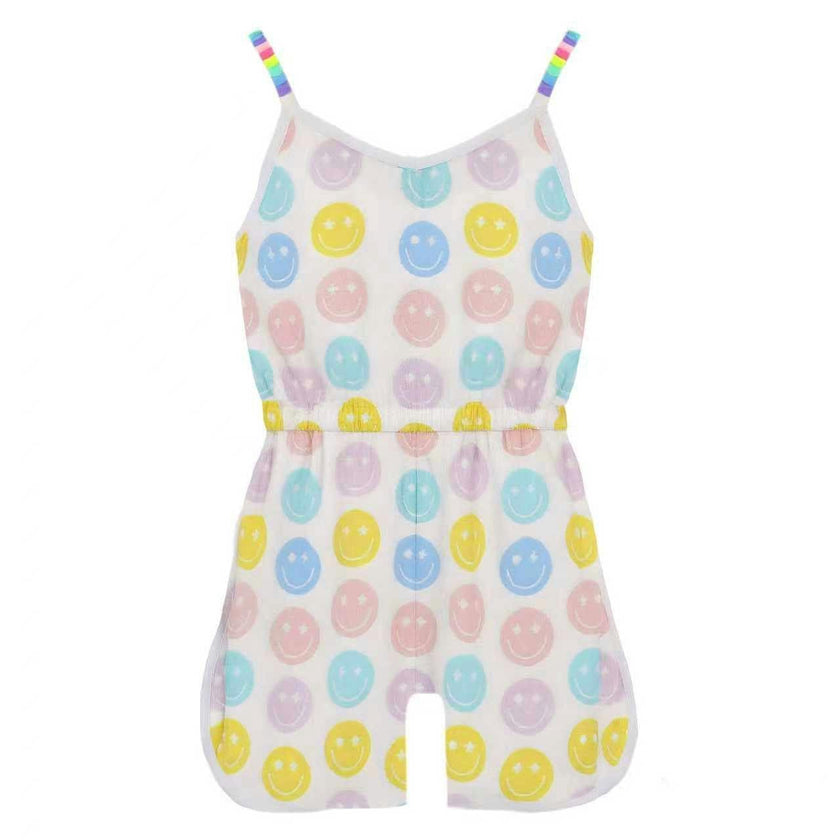 Happy Emoji Beaded Hearts Romper
