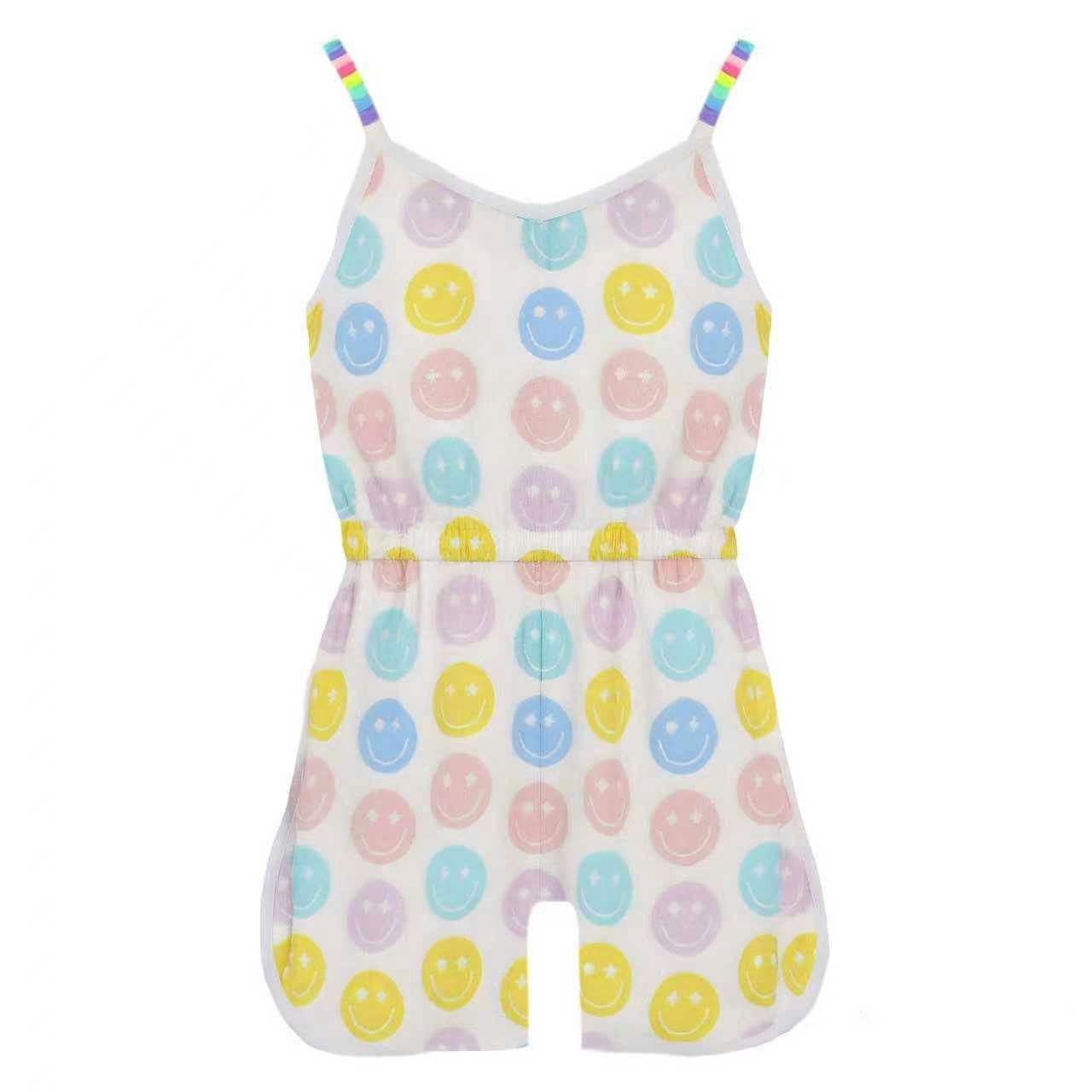 Happy Emoji Beaded Hearts Romper