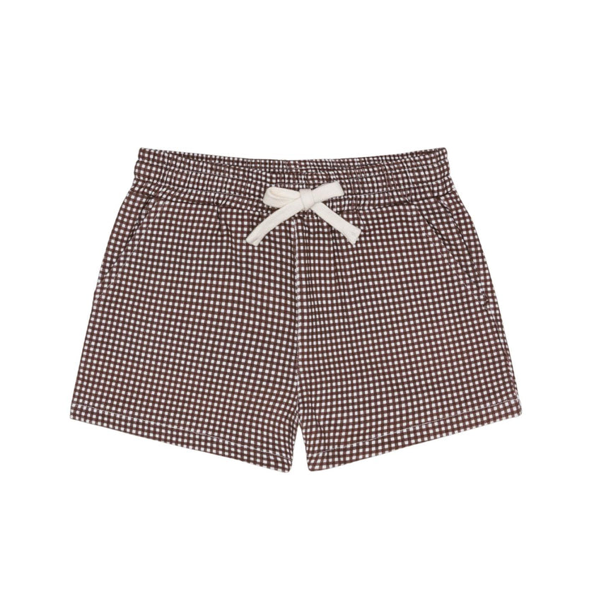 boys cocoa gingham ultra-soft twill shorts