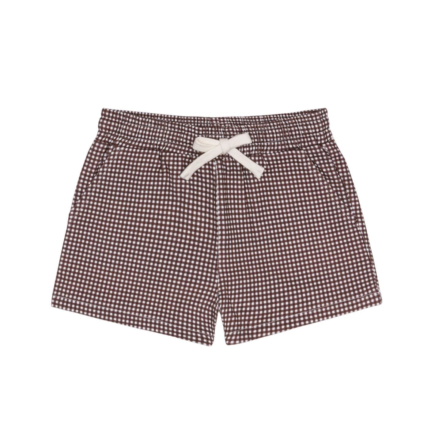 boys cocoa gingham ultra-soft twill shorts