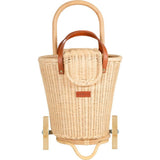 Eric Handcrafted Rattan Shopping Trolley With Detachable Tote Bag & Wooden Wheels - Wicker