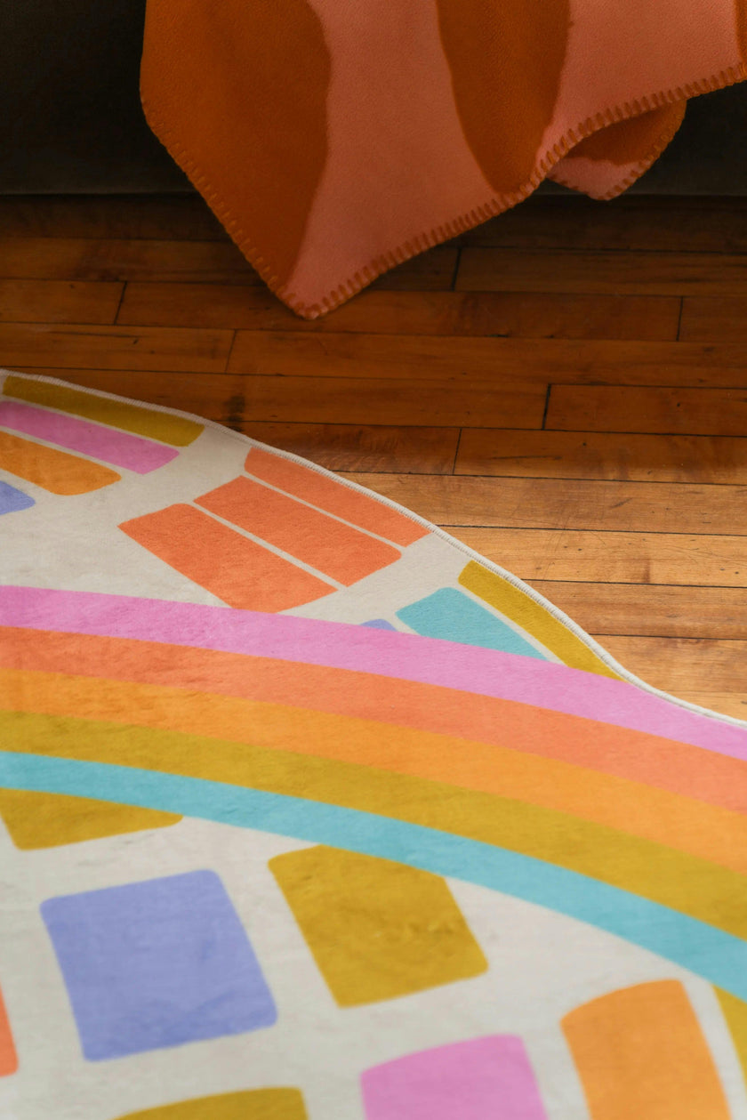 Disco Planet Checkered Rug by Darra Sargent