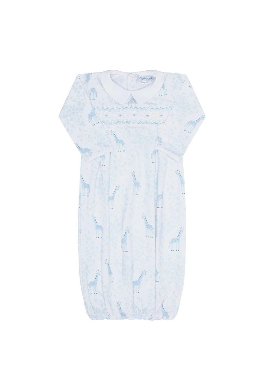 Blue Print Smocked Gown