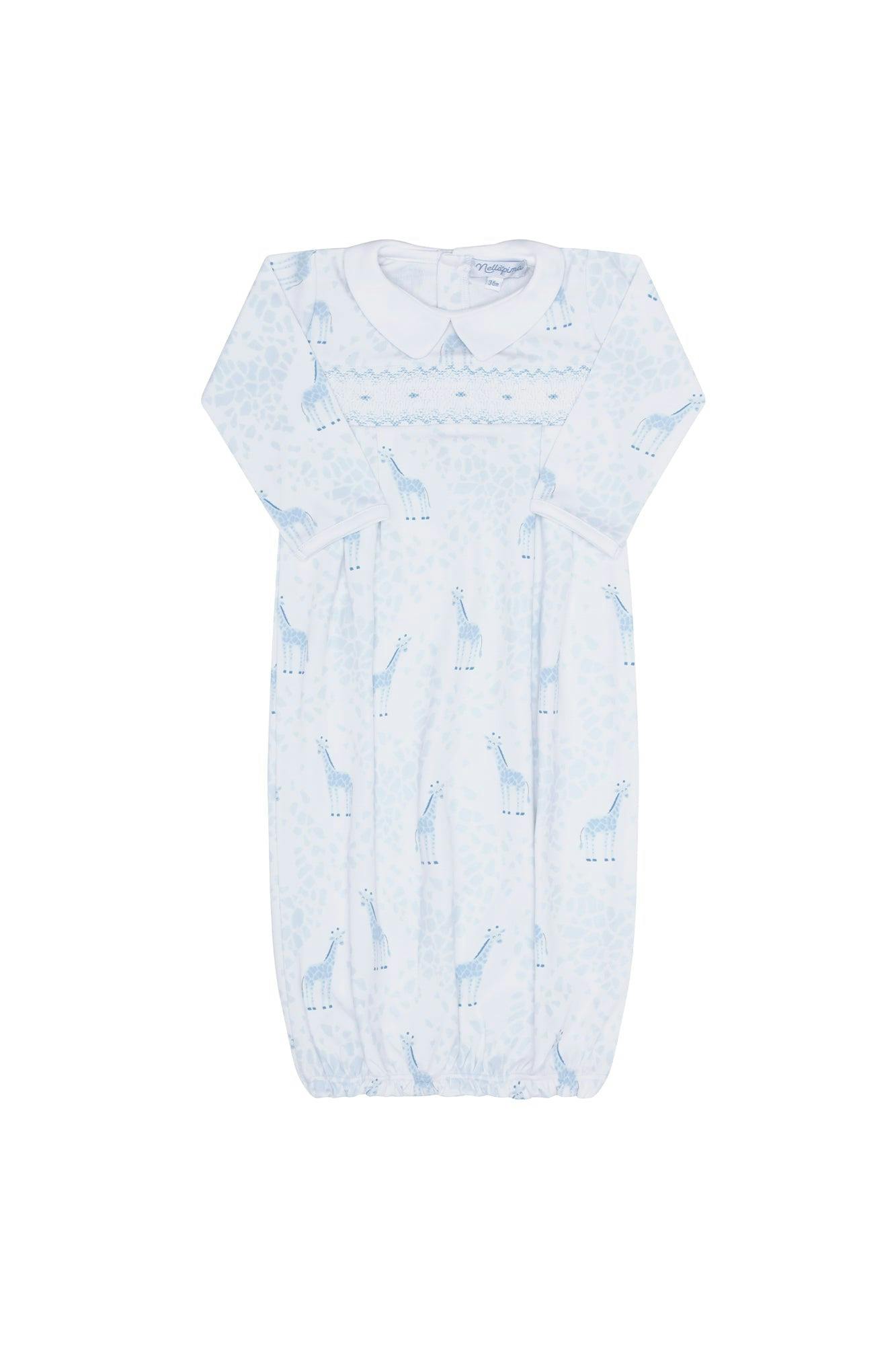 Blue Print Smocked Gown
