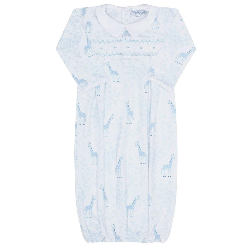Blue Print Smocked Gown