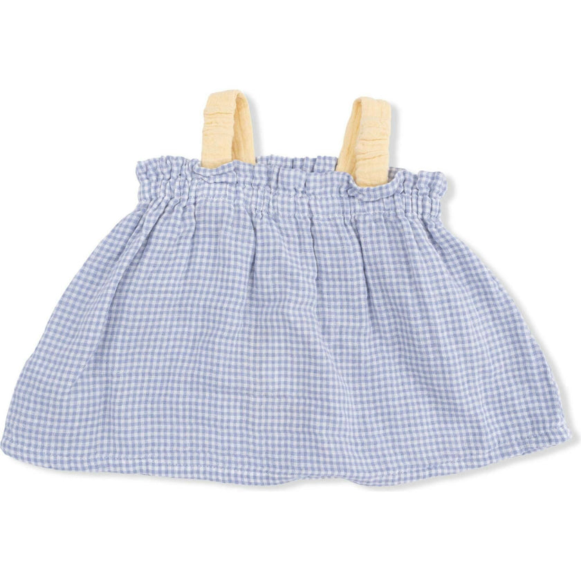 Micro Gingham Blue Blizzard - Top with Bows and Ruffle Leg Bloomer