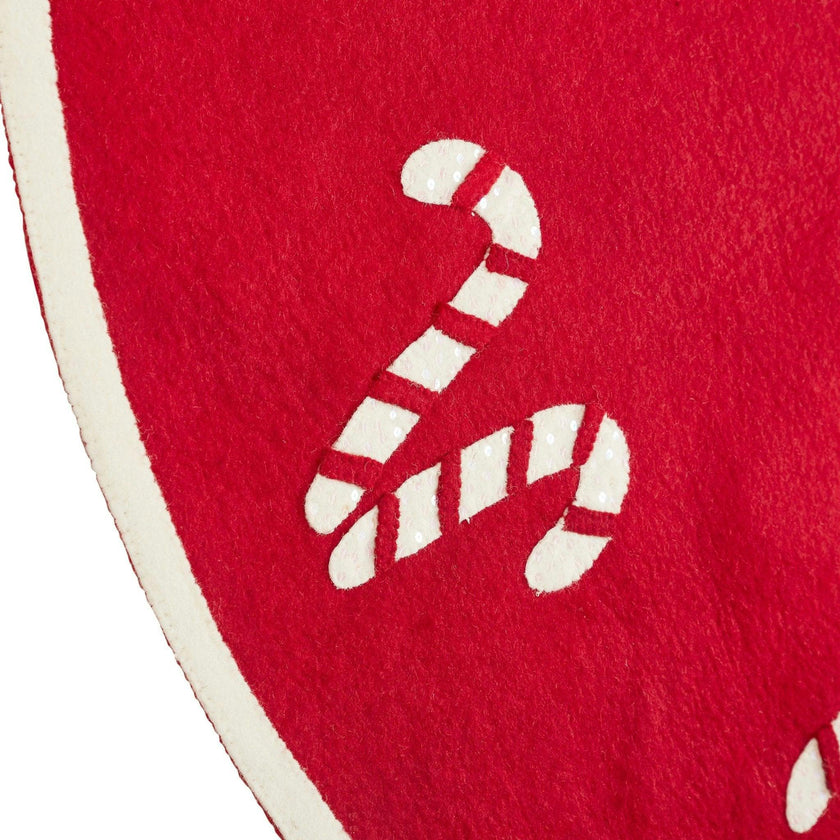 Handmade Candy Canes Red Felt Christmas Tree Skirt Felt 60"