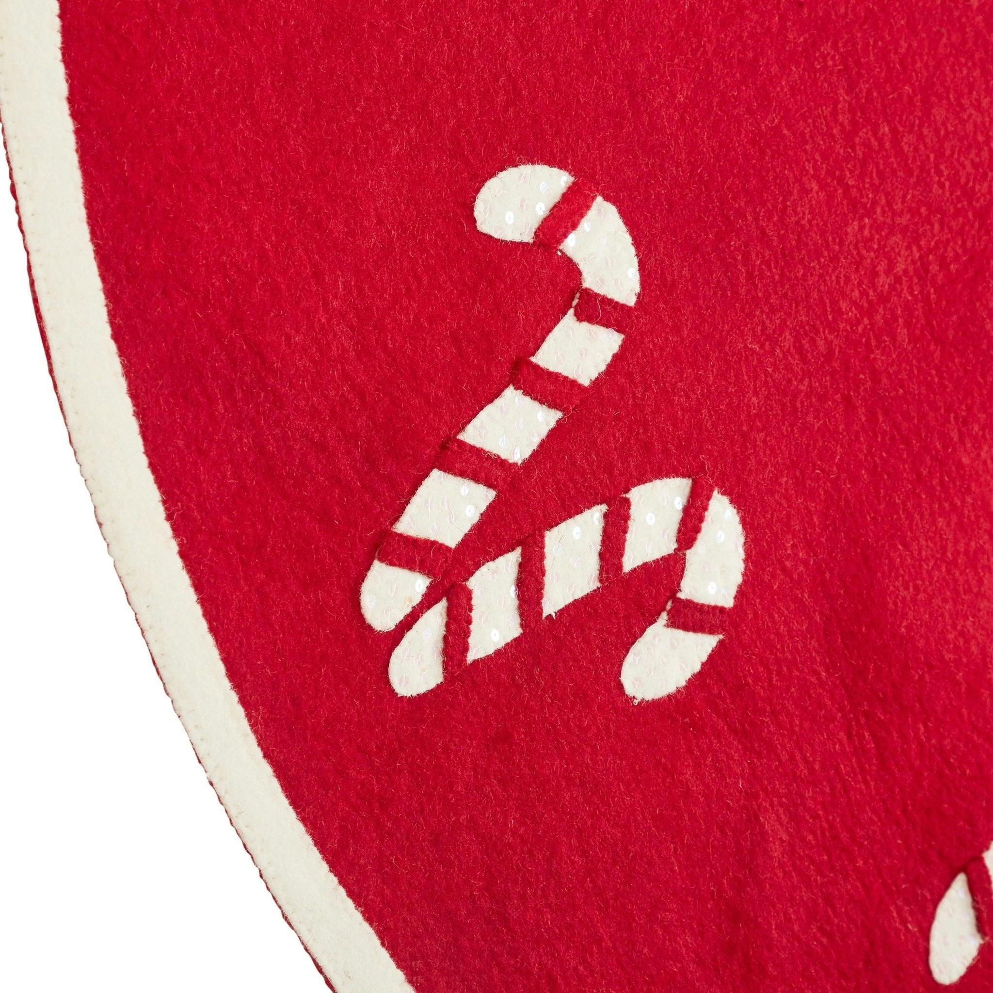 Handmade Candy Canes Red Felt Christmas Tree Skirt Felt 60