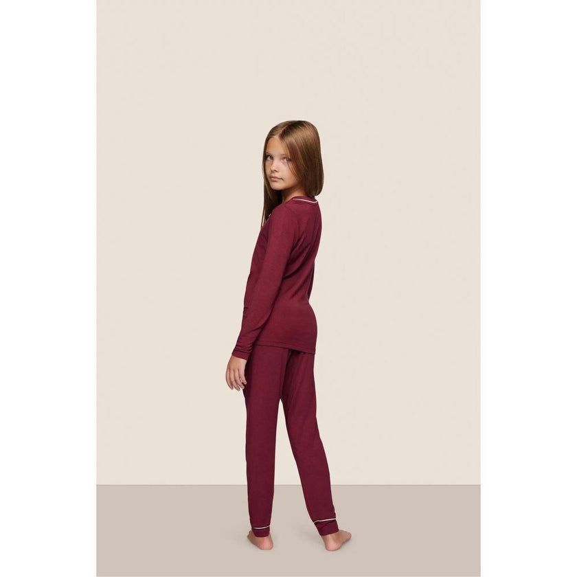 Kids TENCEL Modal Unisex Long PJ Set, Red