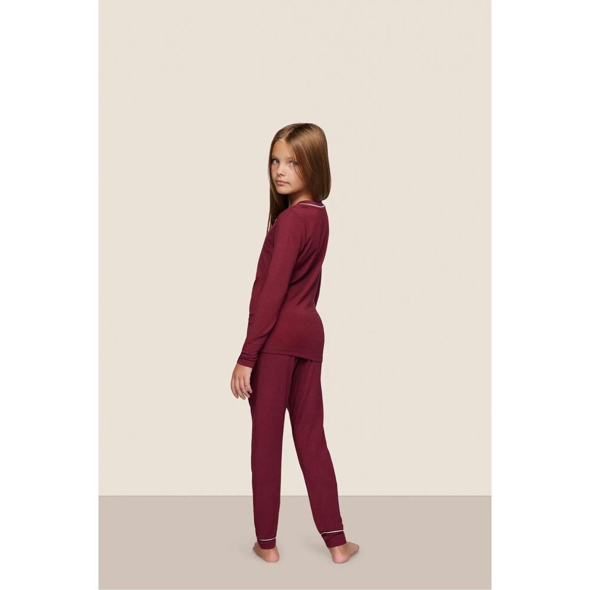 Kids TENCEL Modal Unisex Long PJ Set, Red