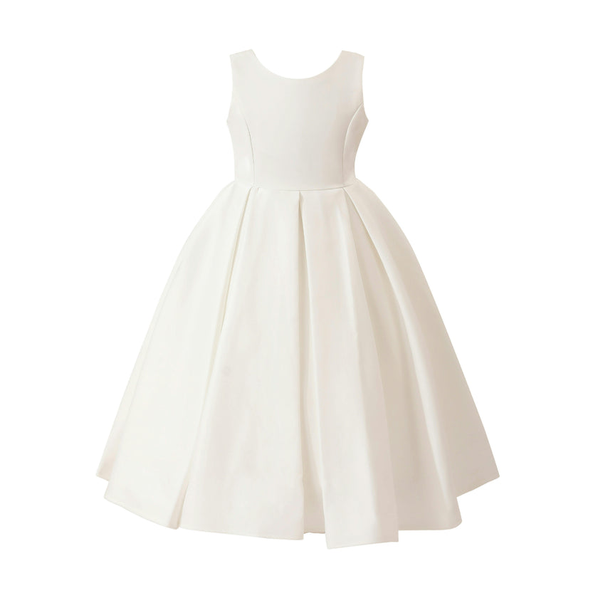 White Redwooda Satin Bow-Back Dress