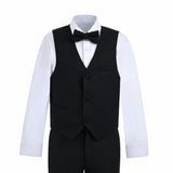 Black Serge Formal Vest & Bow Tie Suit Set