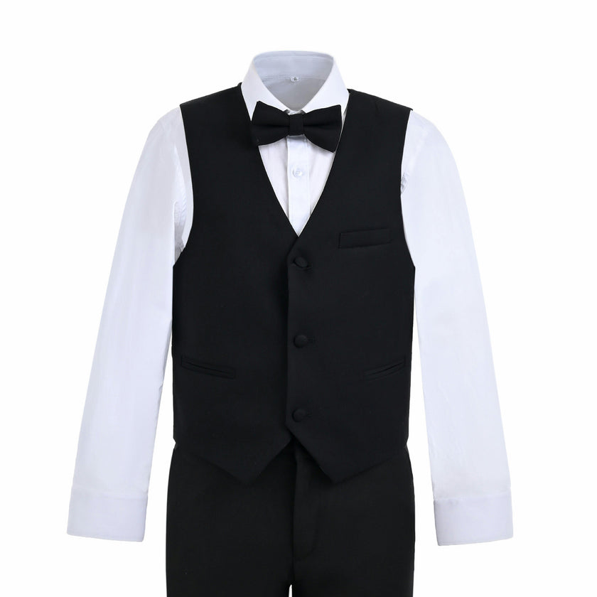 Black Serge Formal Vest & Bow Tie Suit Set