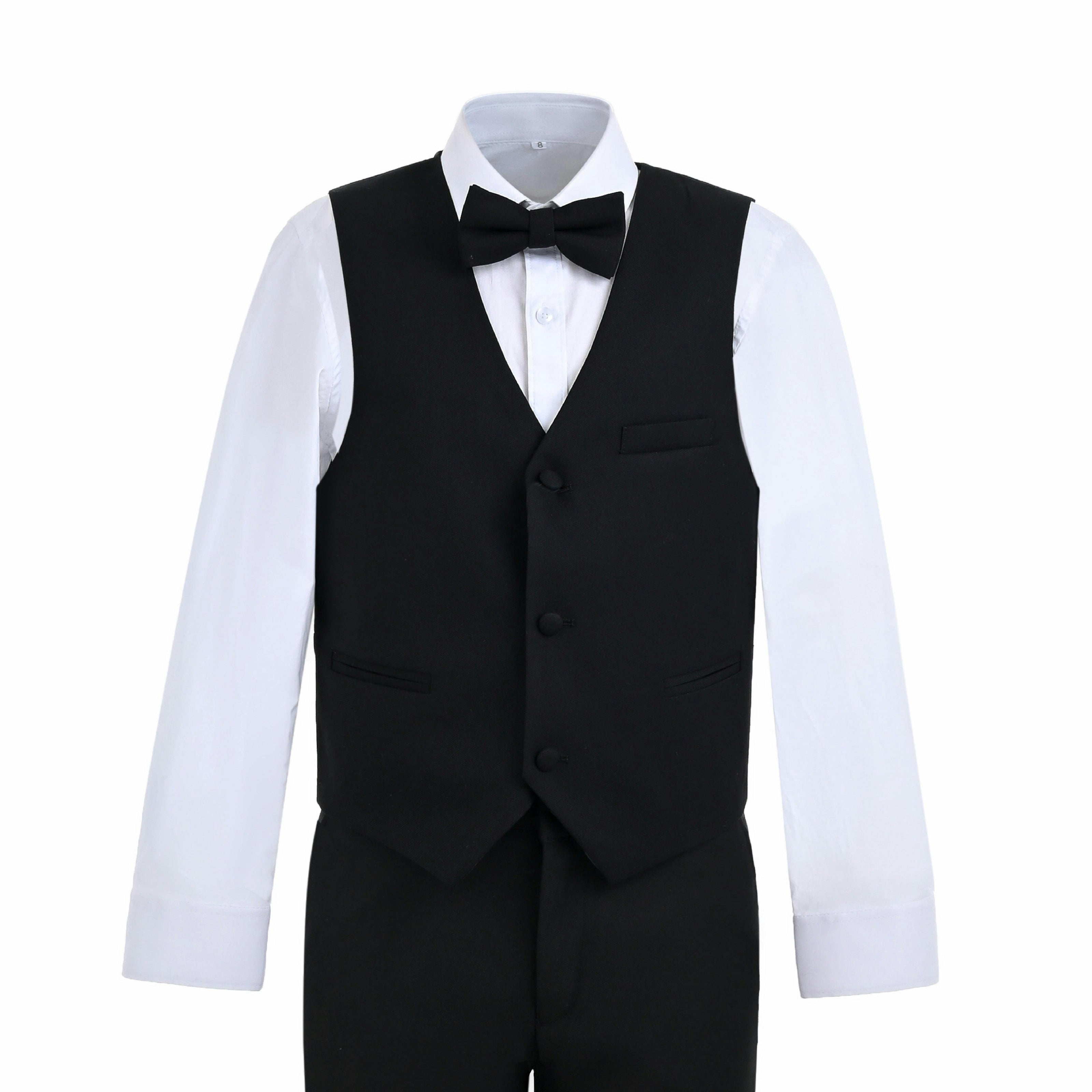 Black Serge Formal Vest & Bow Tie Suit Set