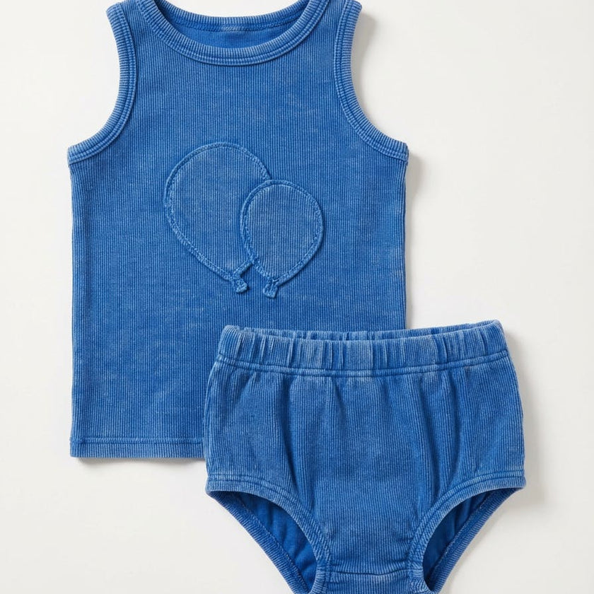 Denim Wash Tank Top Set