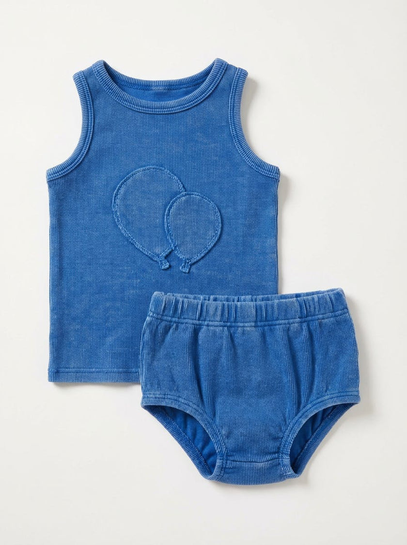 Denim Wash Tank Top Set
