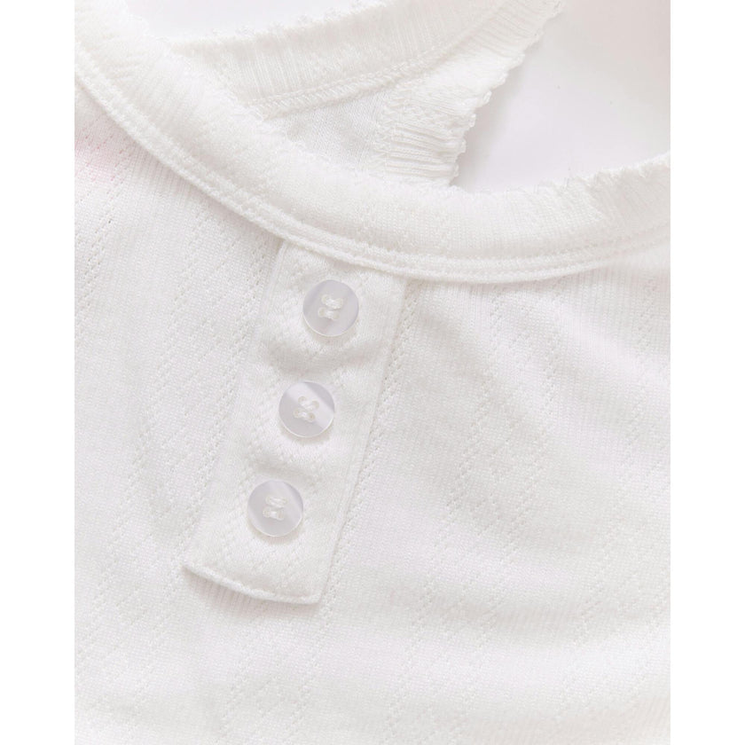 Girls Pointelle Tank in Bright White