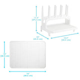 PopYum Glacier White Drying Rack from 100% Recycled Bottles with Silicone Drying Mat, countertop for Baby Bottles, Plastic Bags, Cups, Compact