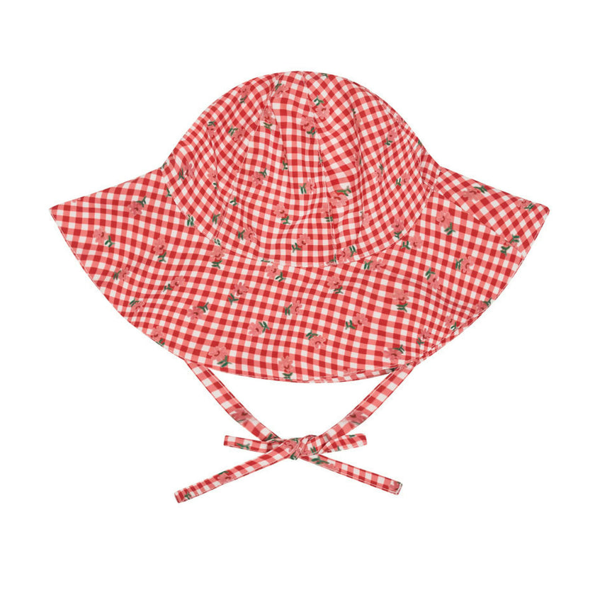 baby cranberry gingham sun hat