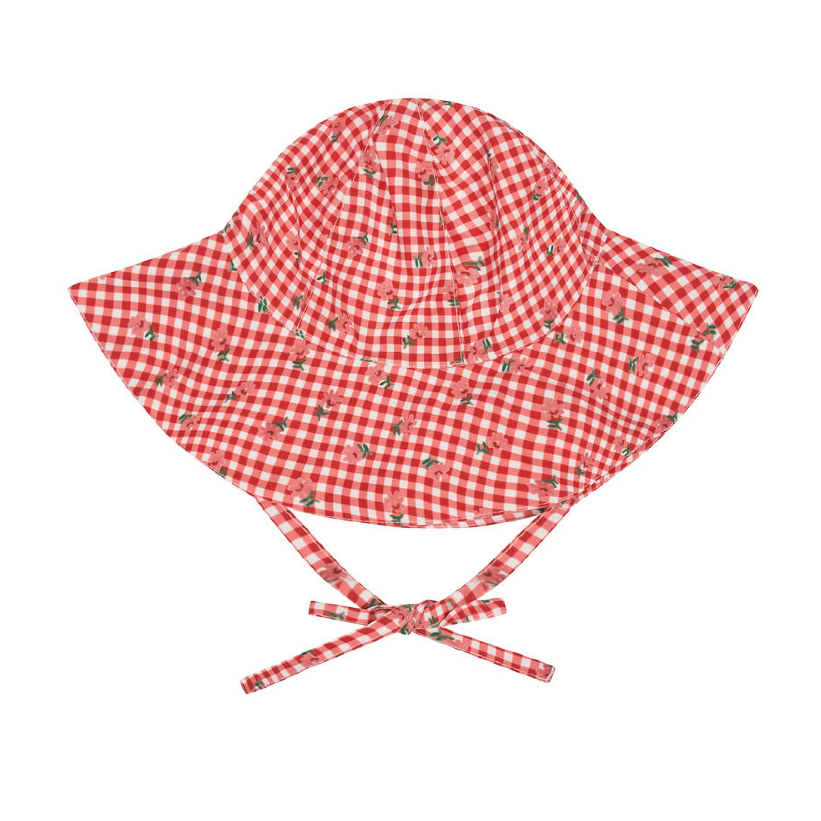 baby cranberry gingham sun hat