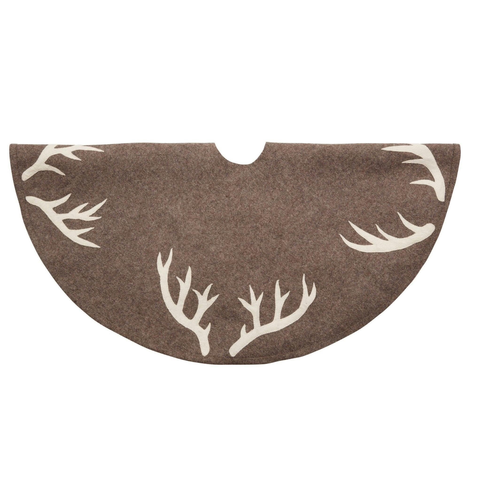 Handmade Felt Antlers Gray Christmas Tree Skirt 60