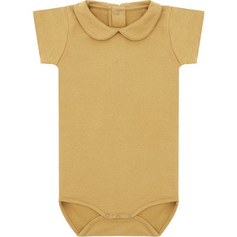 SS Organic Cotton Collared Bodysuit, Brown