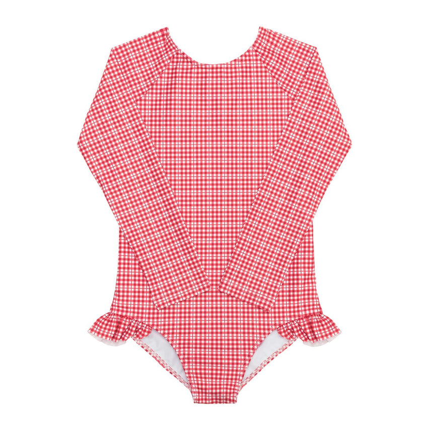 Girls Poppy Gingham Rashguard One Piece