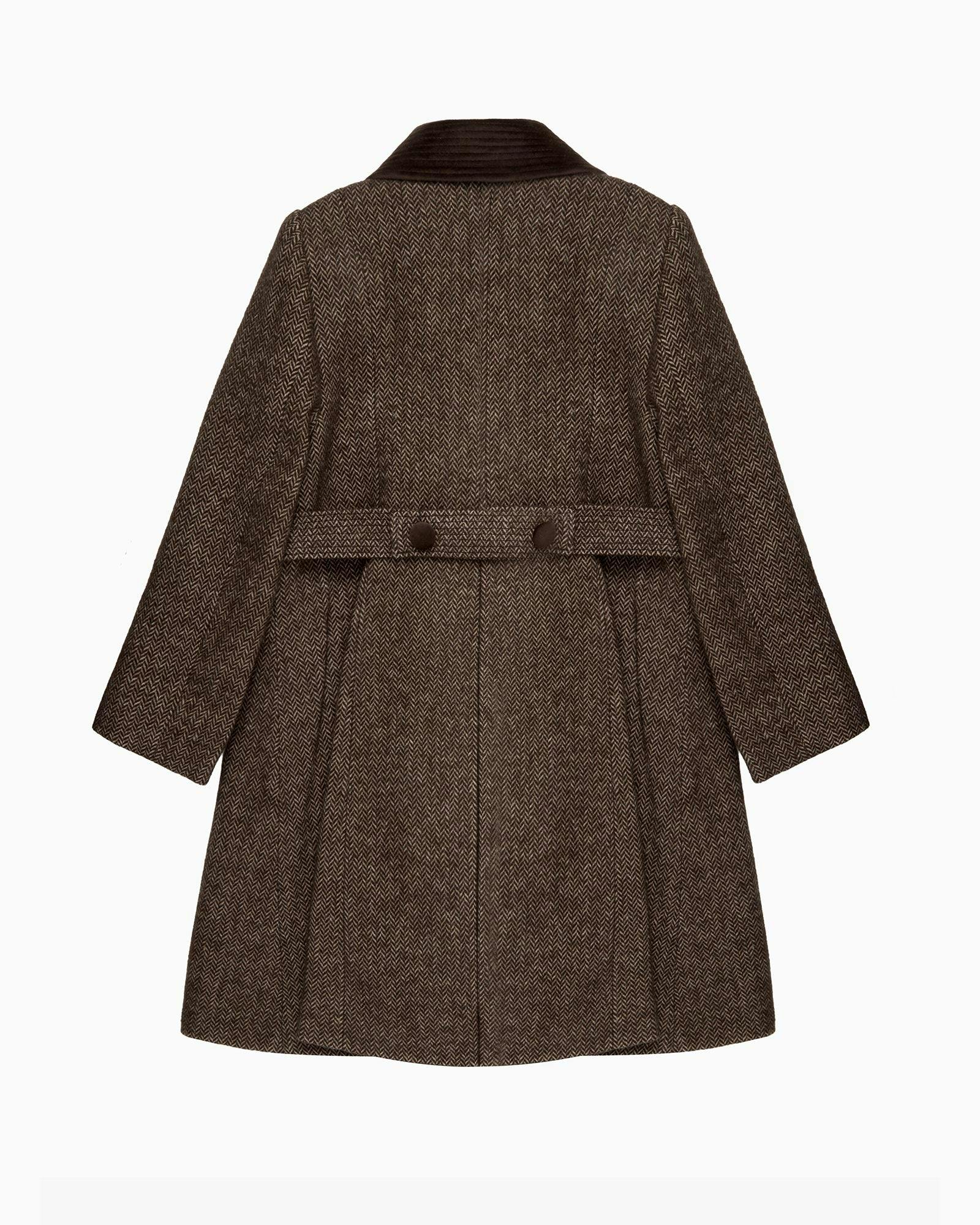 Classic Coat in Brown Herringbone