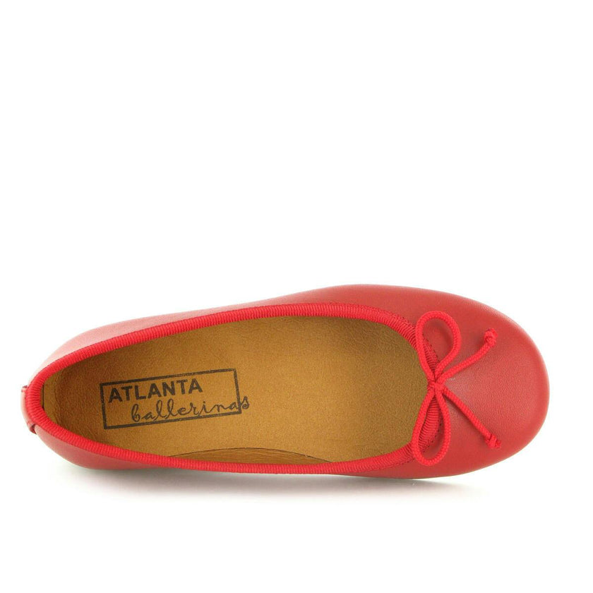 Smooth Leather Ballerinas, Red