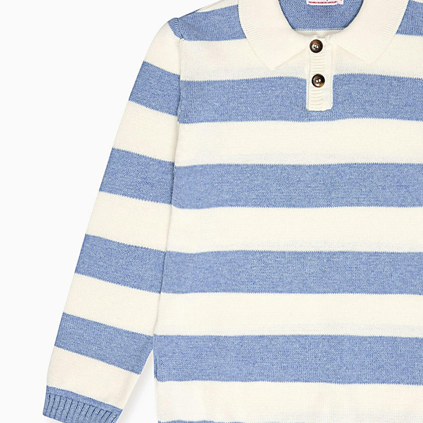 Blue Stripe Brio Cotton Boy Jumper