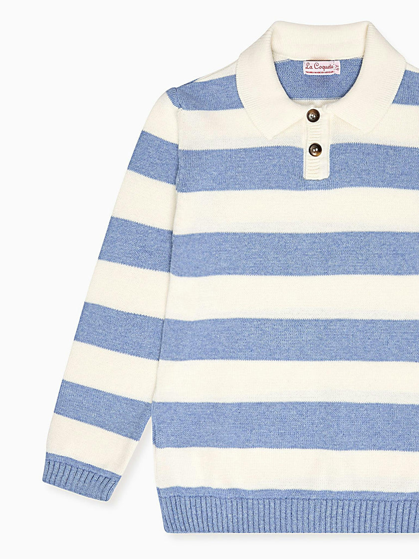 Blue Stripe Brio Cotton Boy Jumper