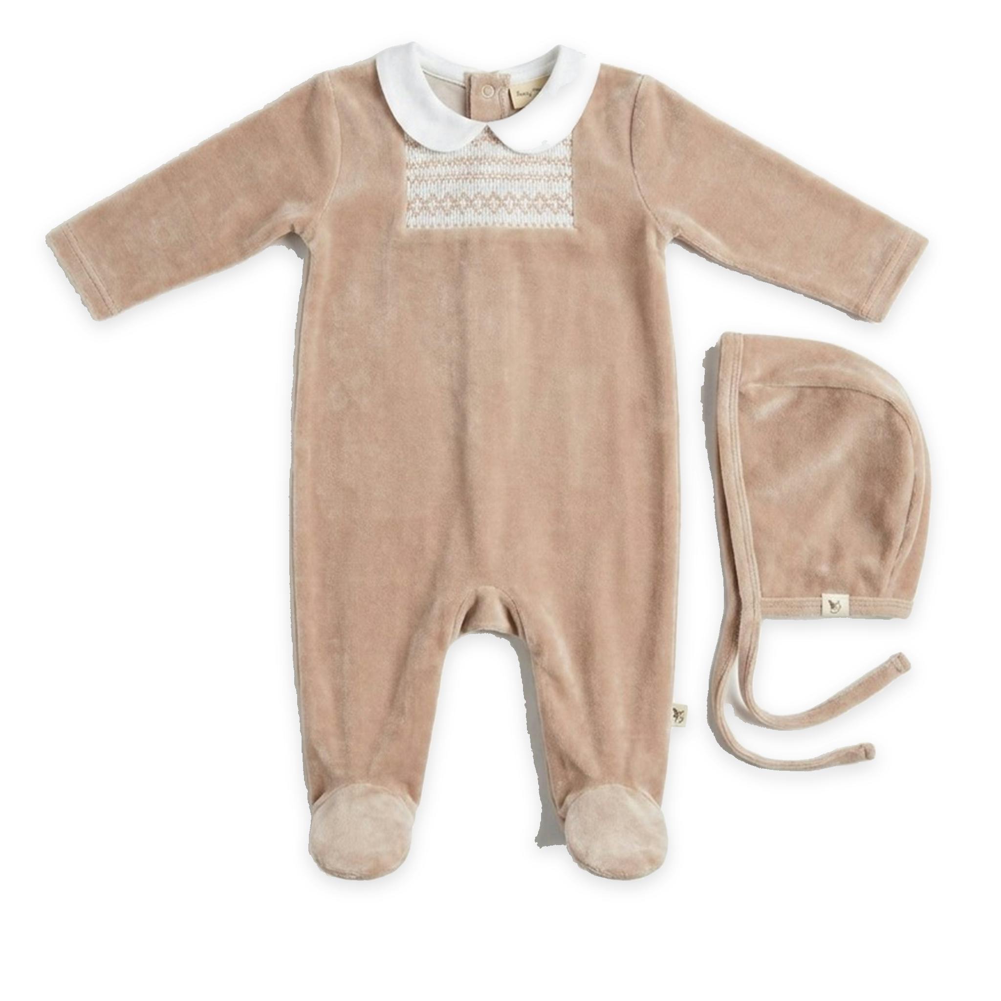 Smocked Velour Footie