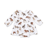 Wild Horses - Long Sleeve Ruffle Bodysuit Dress
