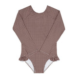 girls cocoa gingham rashguard one piece
