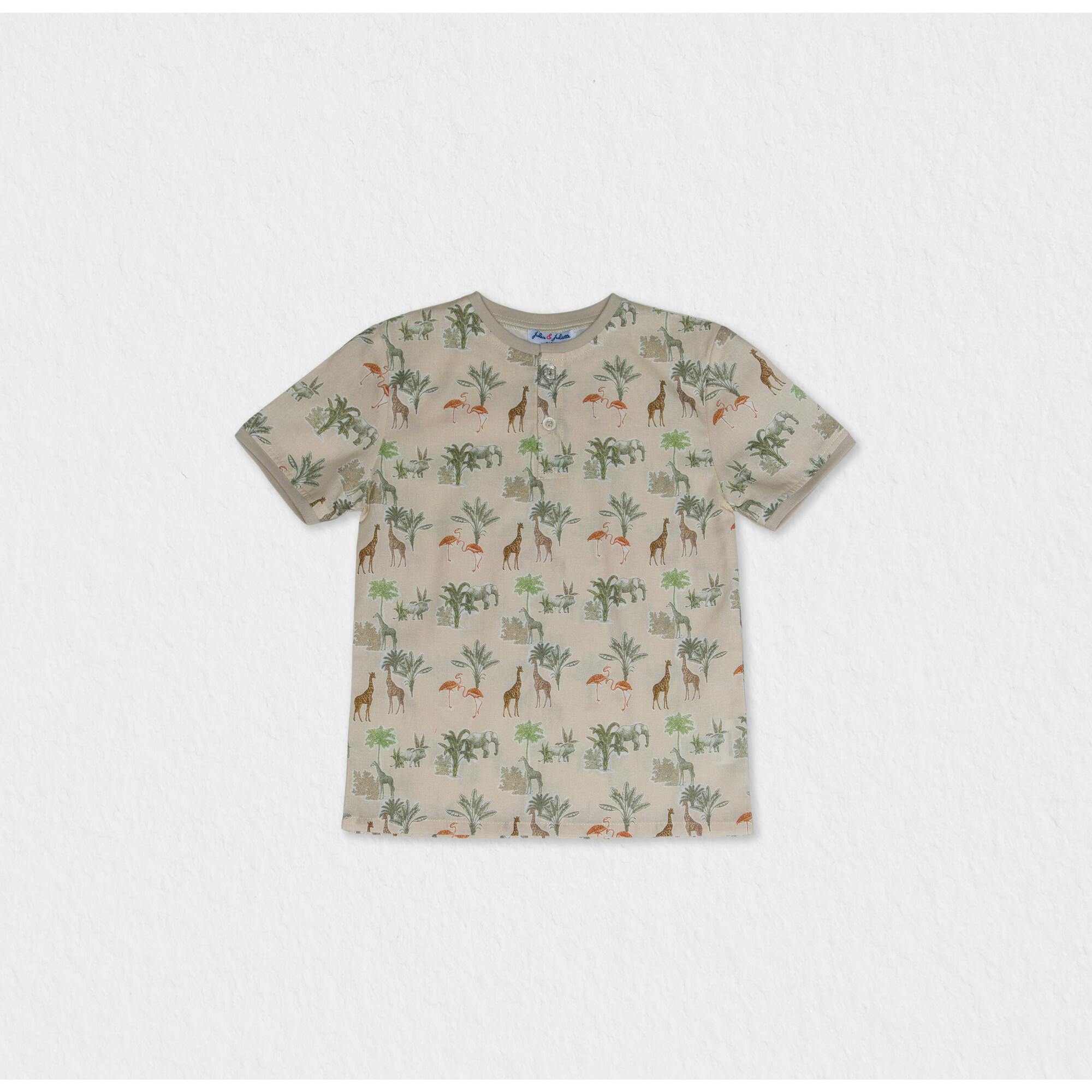 Alfred Boy T-shirt Short Sleeve, Beige Jungle