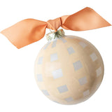 Welcome Baby Girl Gingham Glass Ornament