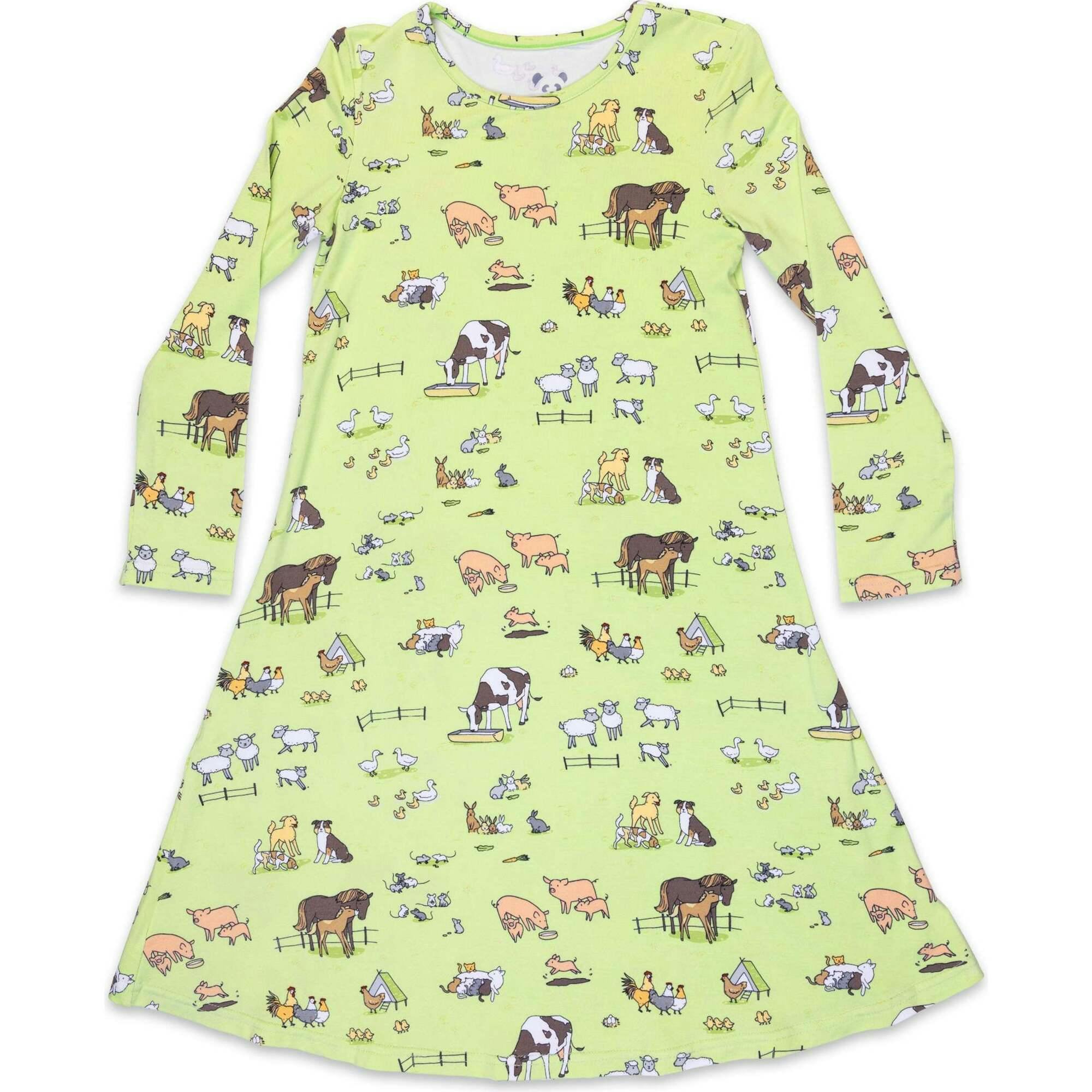 Farm Animals Bamboo Girls' Long Sleeve Dress