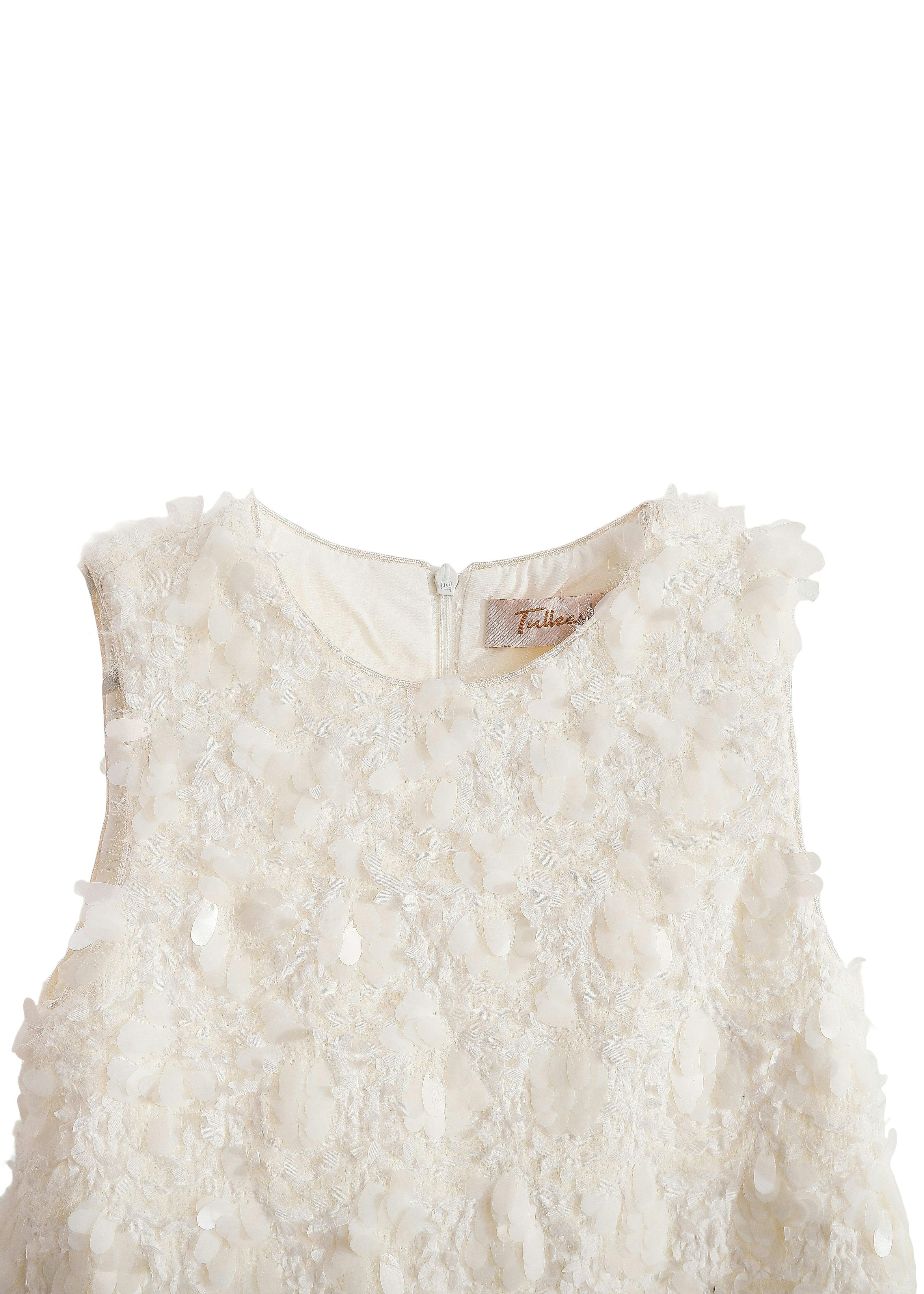 Cream Whispered Petal Mini Dress